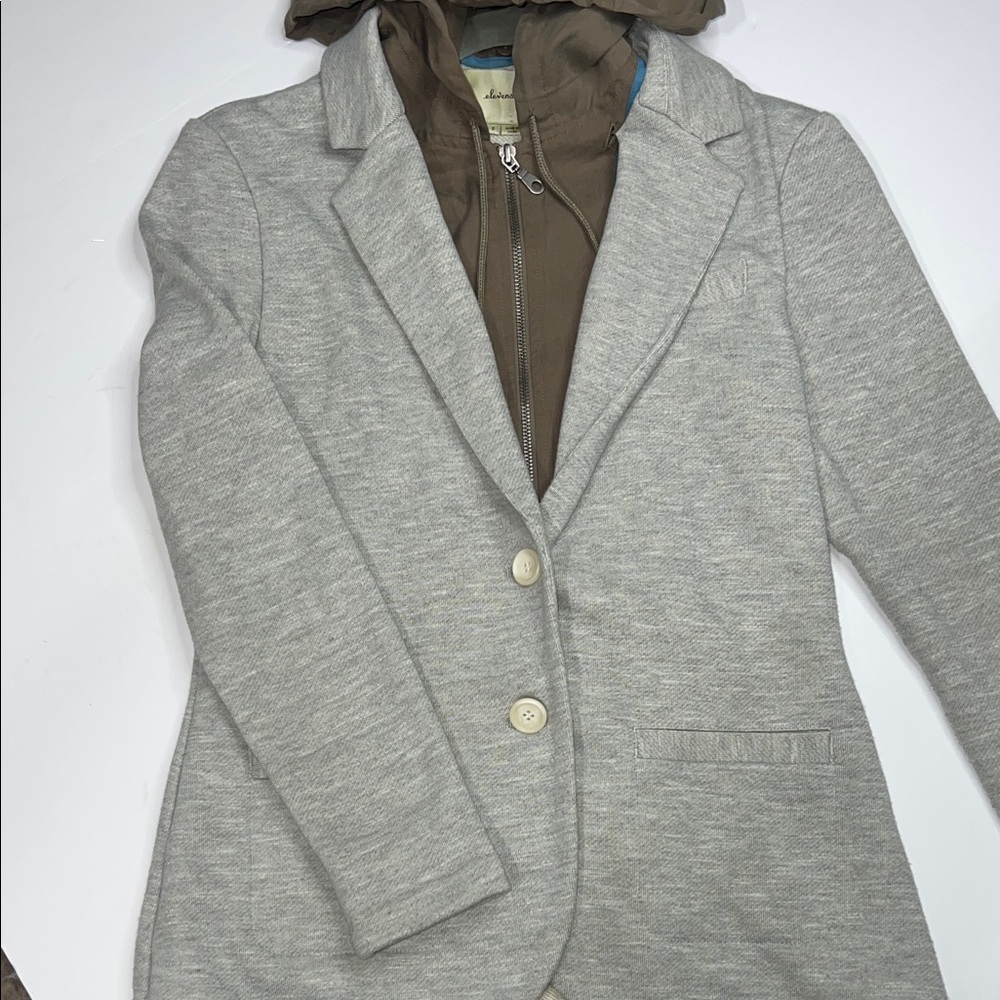 Elevenses Anthropologie Gray and Brown Jacket - Picture 4 of 9